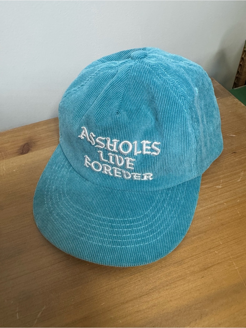 Teal Corduroy SnapBack with Embroidered Slogan